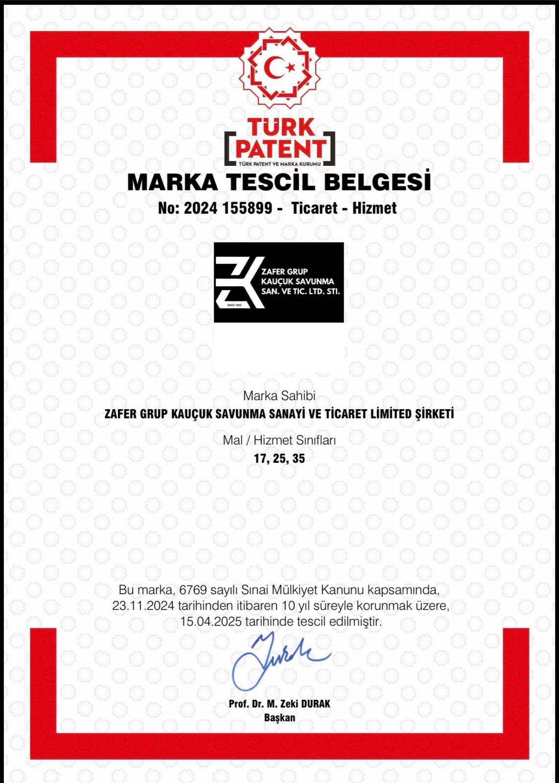 Marka Tescil Belgesi  Sertifikası